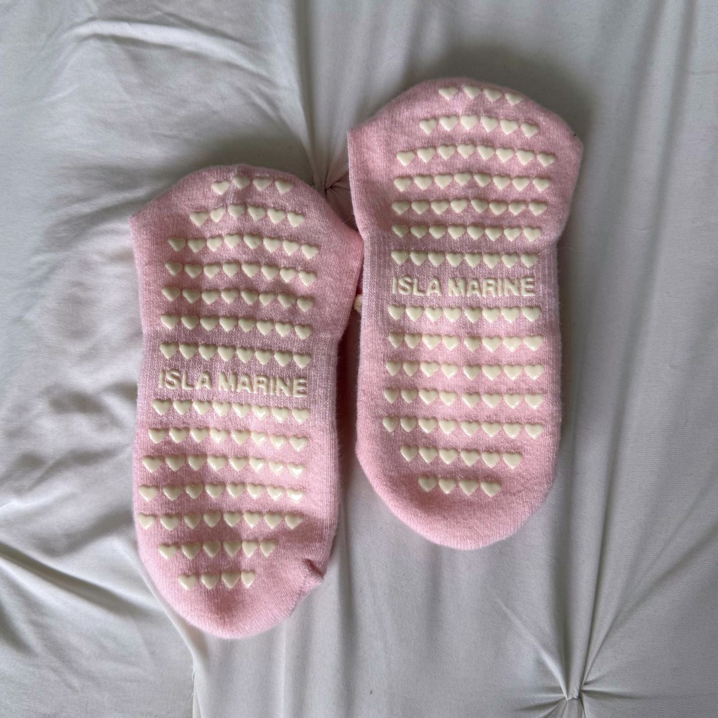 Cherry Pink Grip Crew Socks