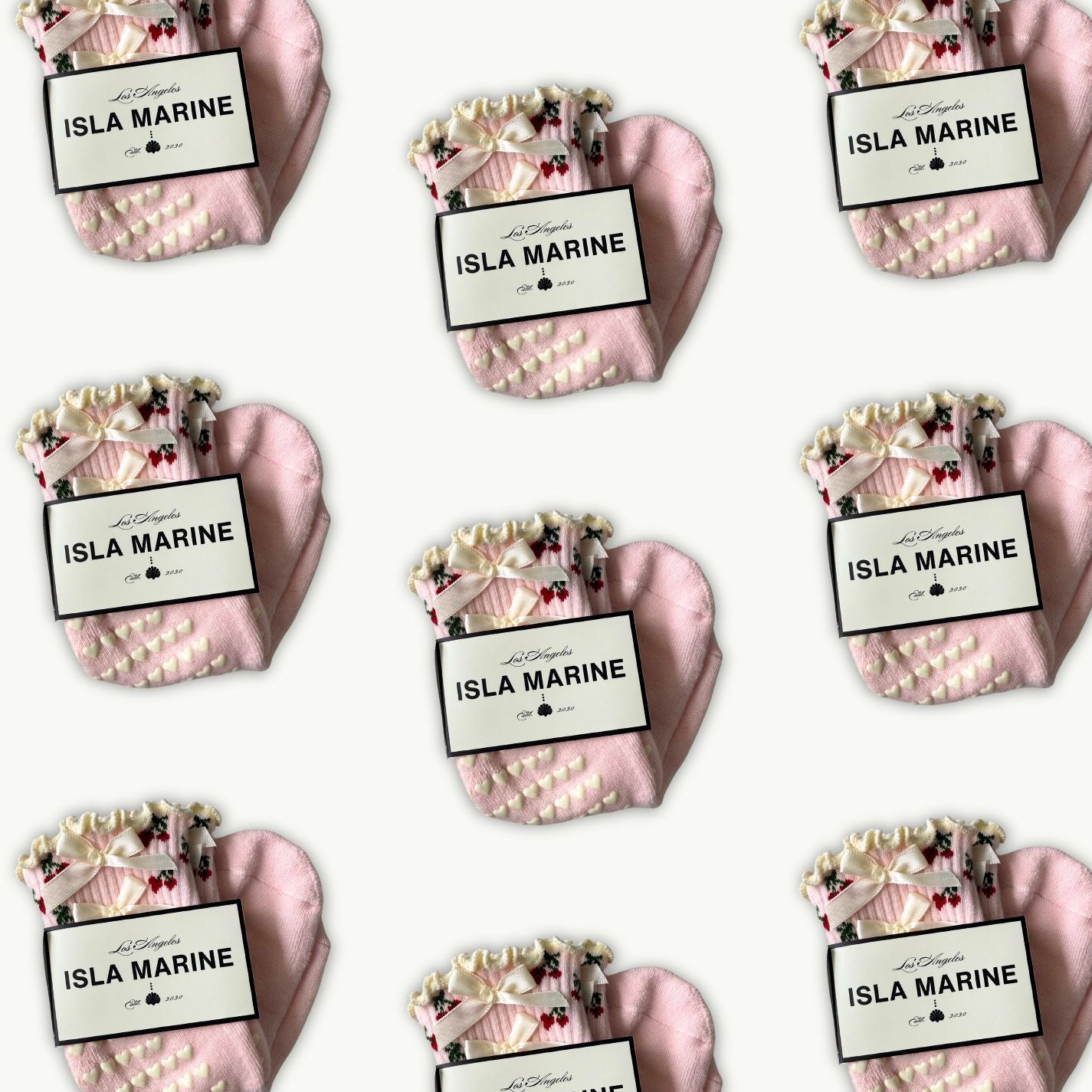 Cherry Pink Grip Crew Socks